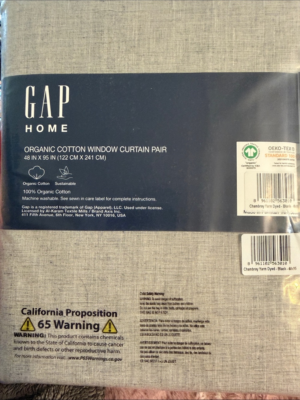 GAP Home Organic Cotton Curtain 48x95 — Chambray and Tan